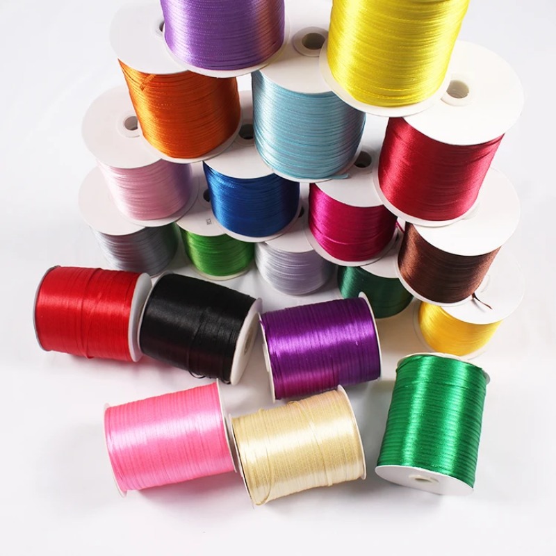 Ribbon Wired Satin - (10미터/롤) 1/8'(3mm) 단면 블랙 새틴 리본