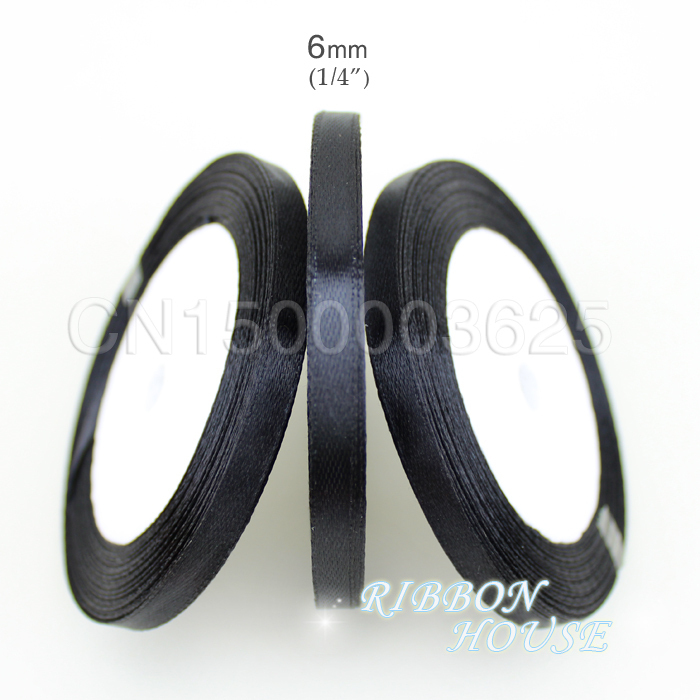 (25야드/롤) 1/4'(6mm) 검정색 단면 새틴 리 - Ribbon Wired Satin 리뷰 및 가격