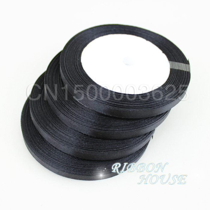 (25야드/롤) 1/4'(6mm) 검정색 단면 새틴 리 - Ribbon Wired Satin 리뷰 및 가격