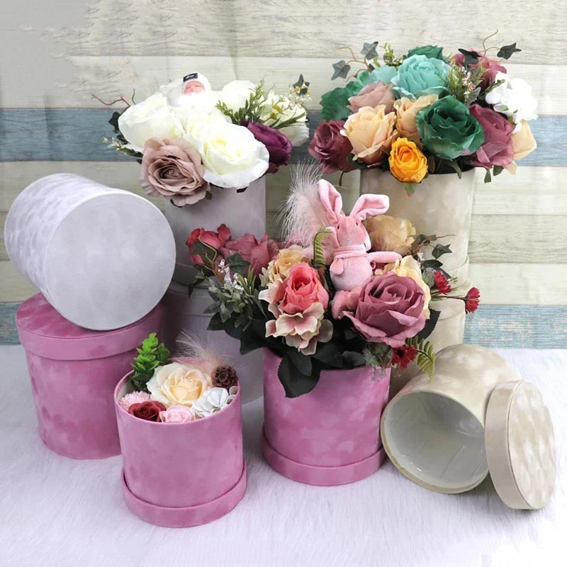 3 개/대 둥근 모양 벨벳 선물 상자 꽃집 꽃 홀더 양 - Florist Supply Buckets 리뷰 및 가격