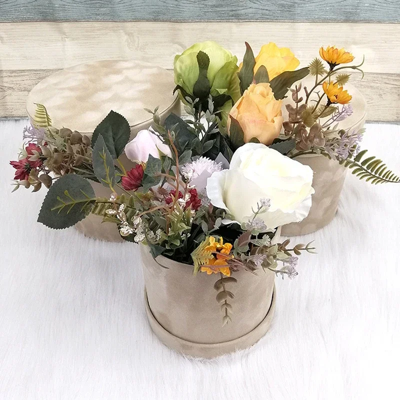 3 개/대 둥근 모양 벨벳 선물 상자 꽃집 꽃 홀더 양 - Florist Supply Buckets 리뷰 및 가격