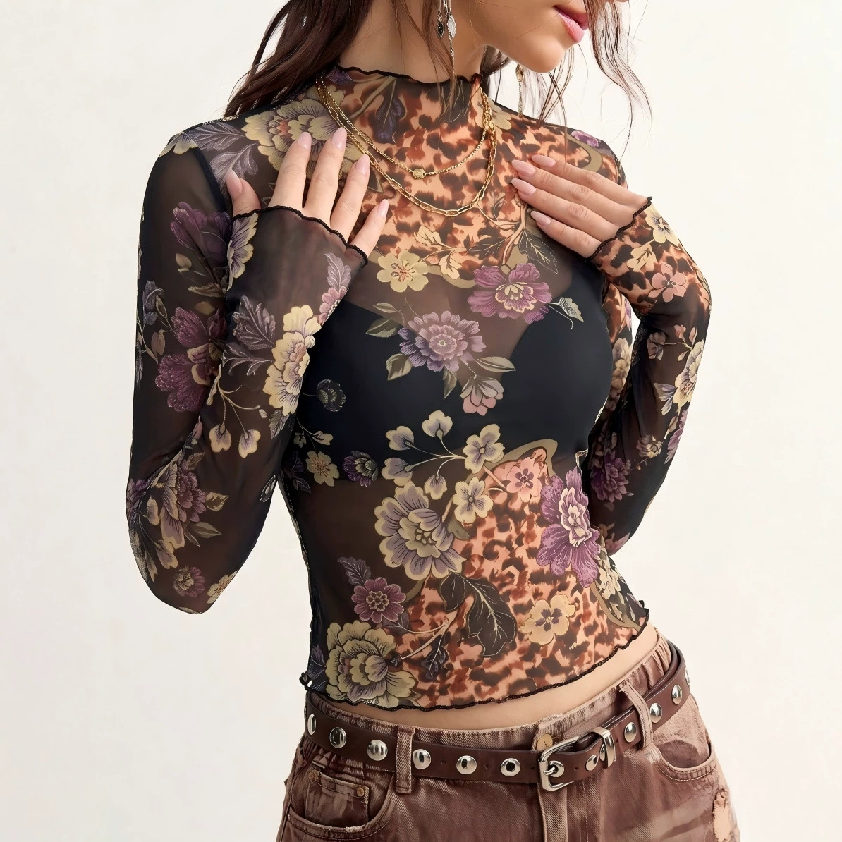 B 2026 레트로 플라워 프린트 시스루 메쉬 티셔츠  - B&J Florist Supply Nyc 리뷰 및 가격